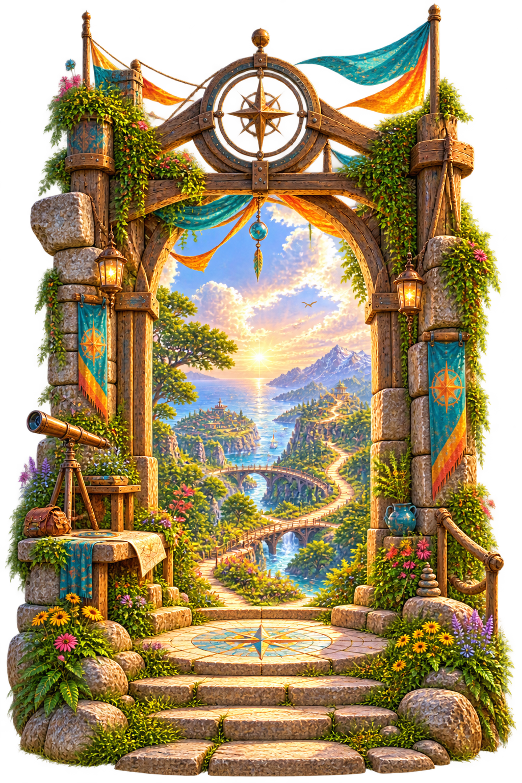 An open Creation OG threshold overlooking many possible paths and a wide horizon
